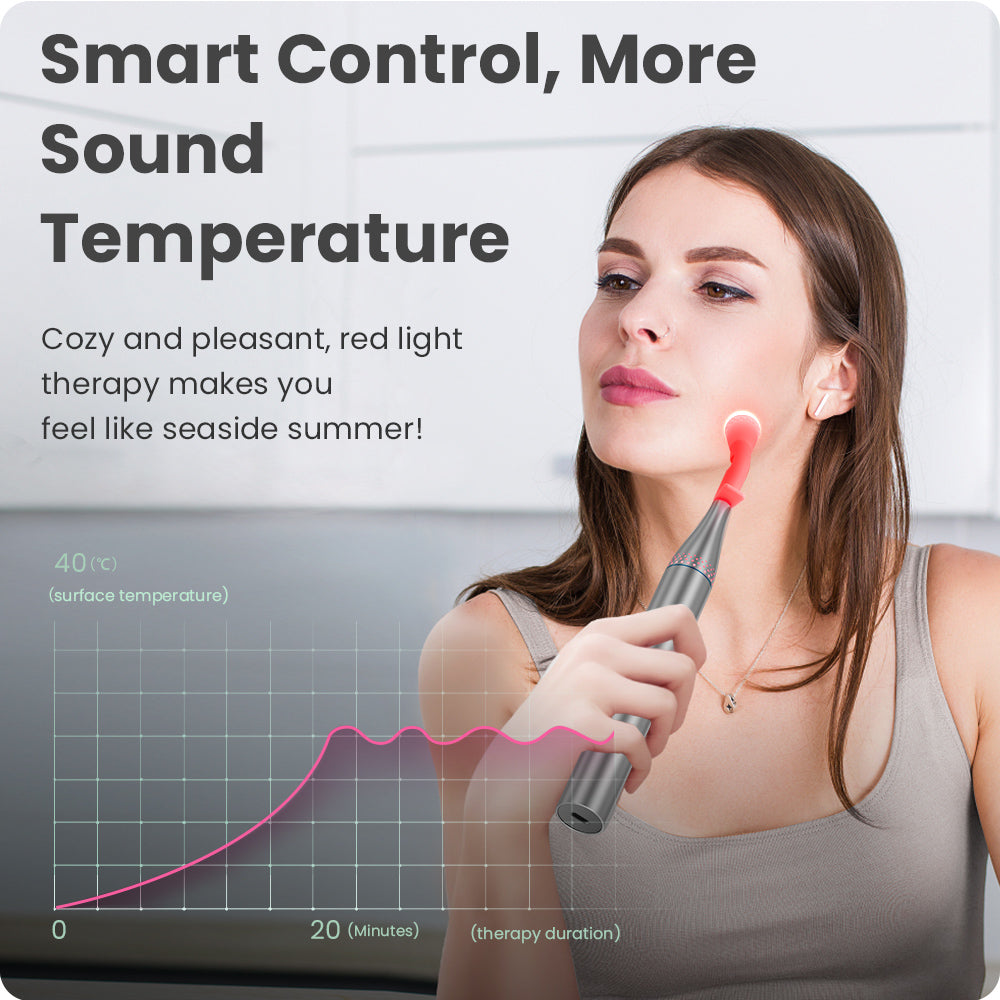 Red Light Therapy settings: 40°C surface temperature and up to 20-minute therapy duration for a comfortable and effective treatment.